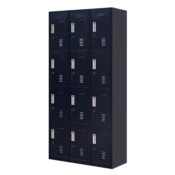 12-Door Locker for Office Gym Shed School Home Storage - Standard Lock with Keys
