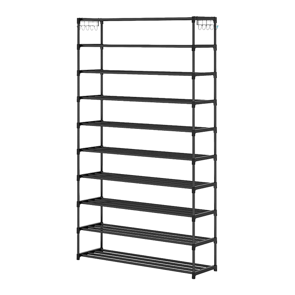 10 Tier Black Shoe Rack Metal Shoe Storage Organizer Rack 50-Pair Large Capacity