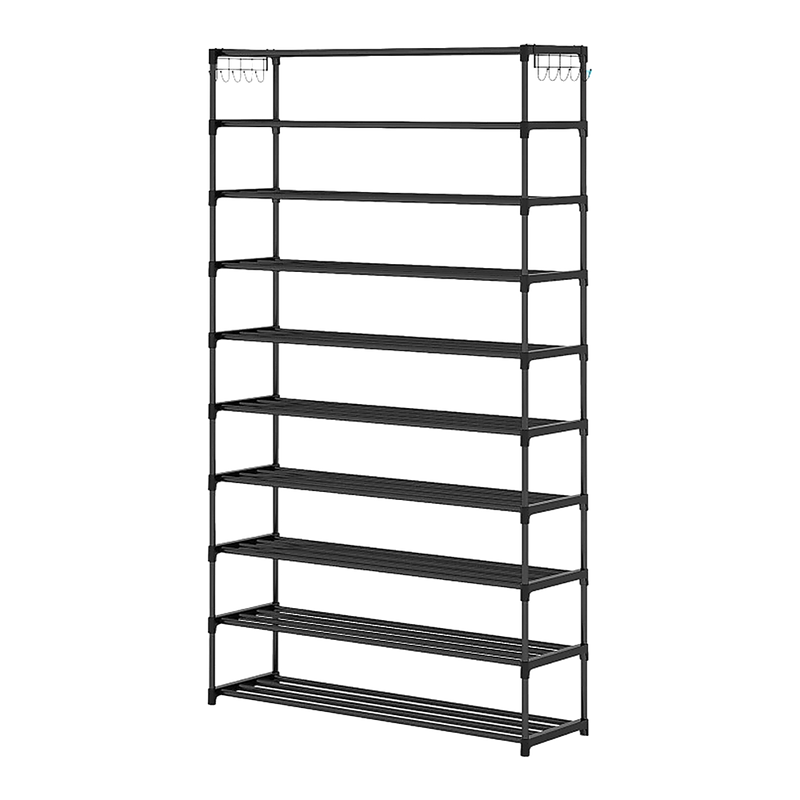 10 Tier Black Shoe Rack Metal Shoe Storage Organizer Rack 50-Pair Large Capacity