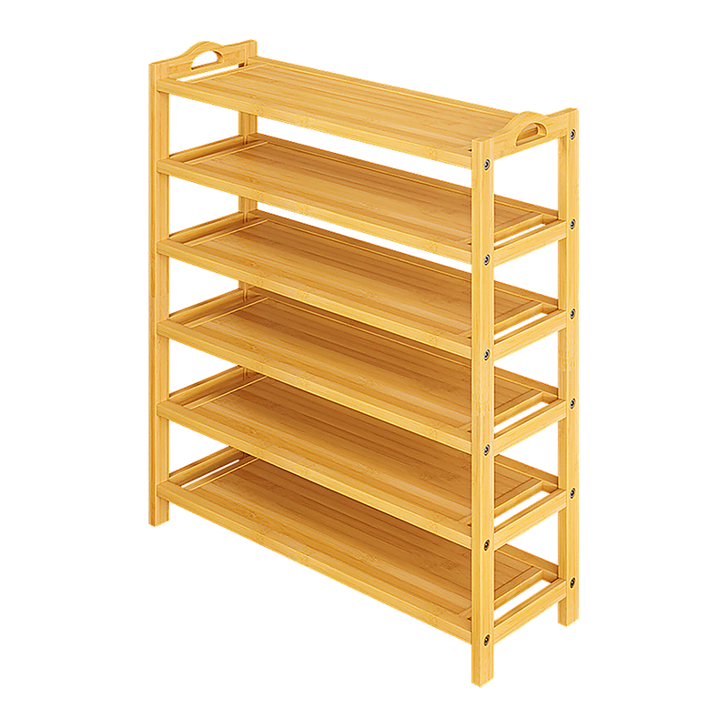 6 Layers Natural Wood Bamboo Shelf Entryway Storage Shoe Rack Home Furniture