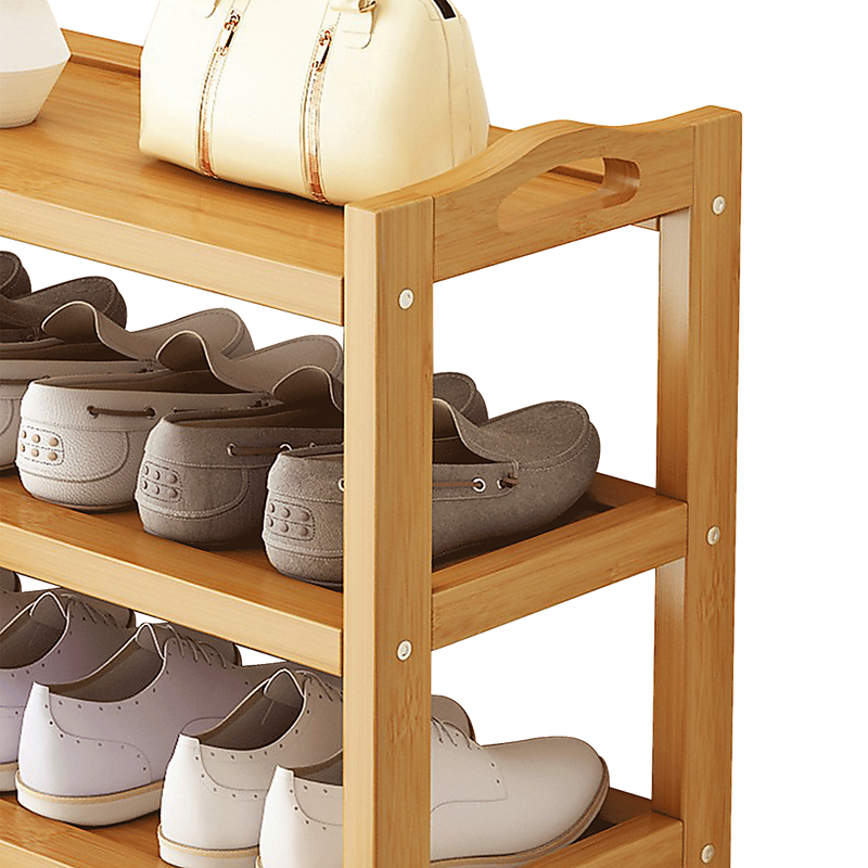 6 Layers Natural Wood Bamboo Shelf Entryway Storage Shoe Rack Home Furniture