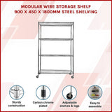 Modular Wire Storage Shelf 900 x 450 x 1800mm Steel Shelving