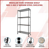 Modular Wire Storage Shelf 900 x 450 x 1800mm Steel Shelving