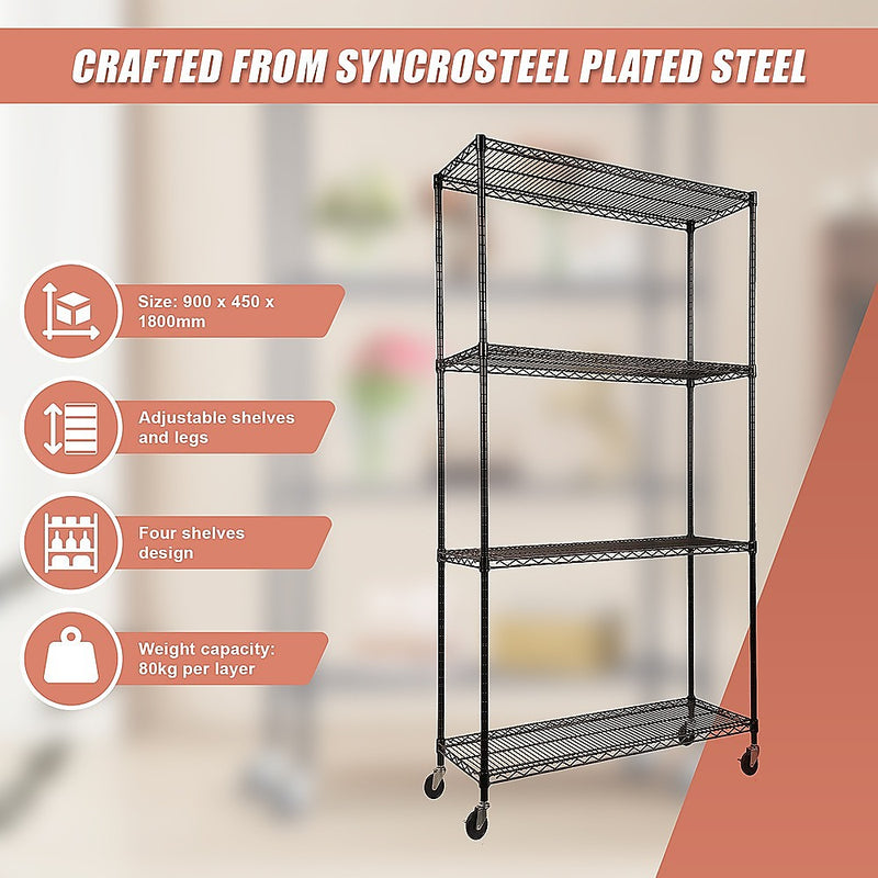 Modular Wire Storage Shelf 900 x 450 x 1800mm Steel Shelving