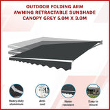 Outdoor Folding Arm Awning Retractable Sunshade Canopy Black 4.0m x 3.0m