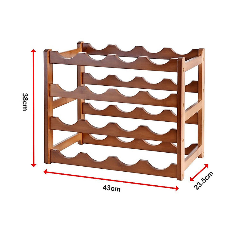 Bamboo Stackable Modular Freestanding Countertop Wine Shelf Rack