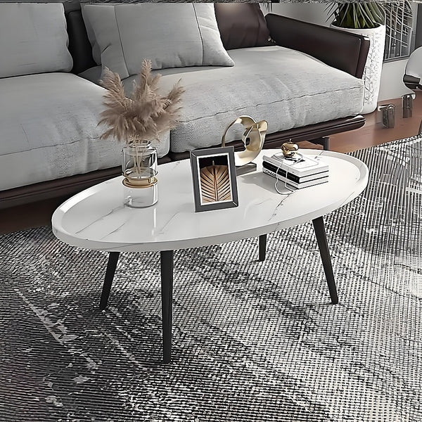 Oval Coffee Table Mid Century Modern Minimalist Display