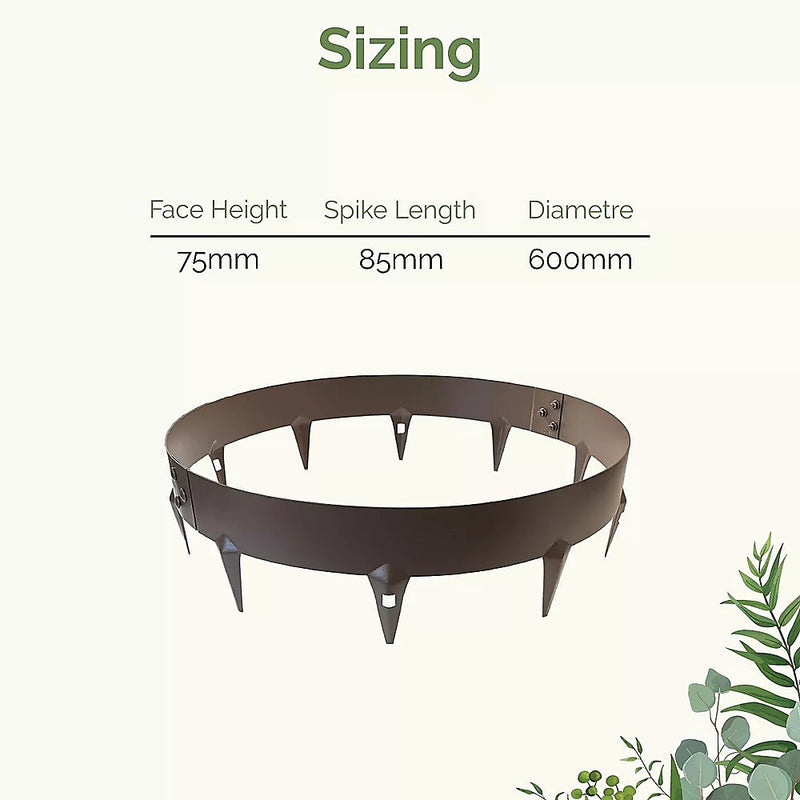 600mm Steel Garden Tree Ring with Spikes – Durable Root Barrier & Edging Guard