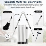 4M Telescopic Gutter Cleaning Tool Kit with Adjustable Pole, Gutter Brush & Gutter Rake