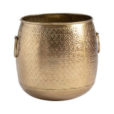 Handcrafted Pressed Metal Antique Gold Planter 20cm