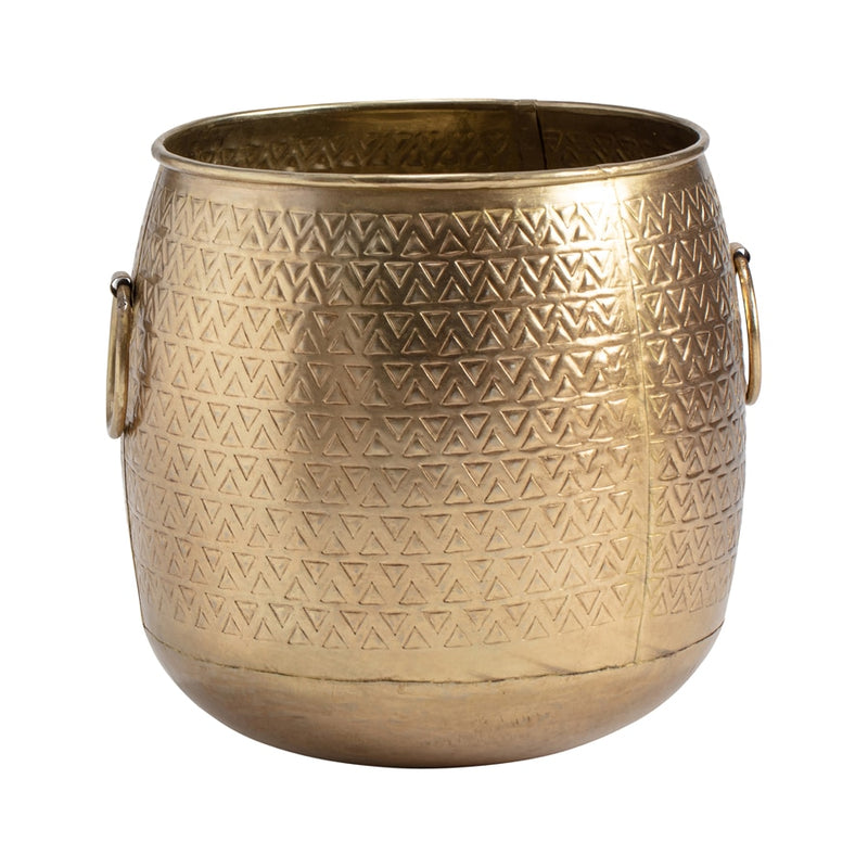 Handcrafted Pressed Metal Antique Gold Planter 20cm