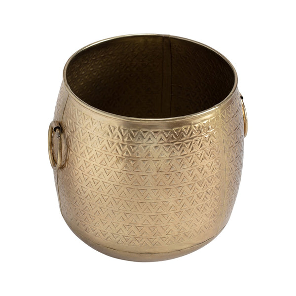 Handcrafted Pressed Metal Antique Gold Planter 20cm