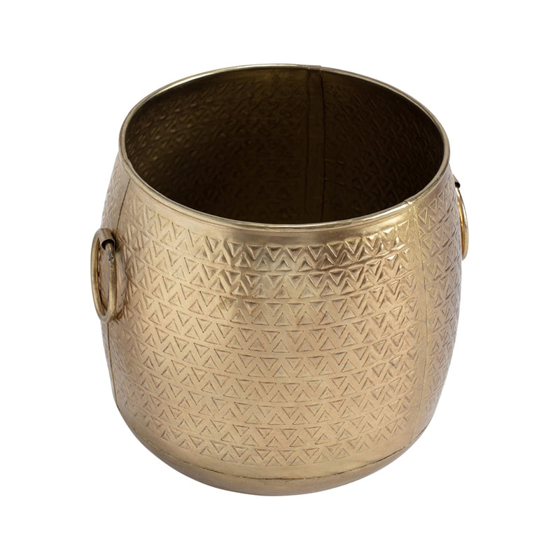 Handcrafted Pressed Metal Antique Gold Planter 20cm