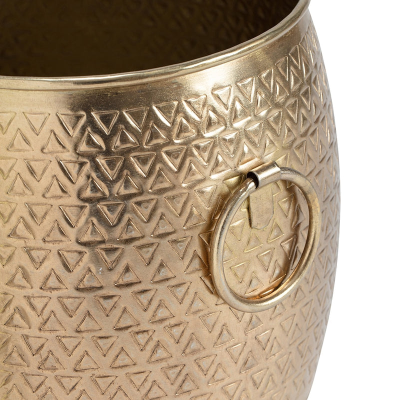 Handcrafted Pressed Metal Antique Gold Planter 20cm