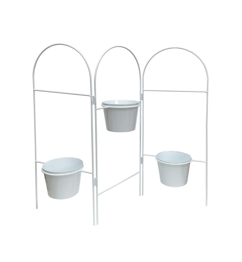 Three Tier White Planter Stand w/ Pots 68x55cm