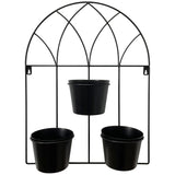 Black Arched 3 Pot Wall Planter 40x52cm