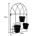 Black Arched 3 Pot Wall Planter 40x52cm