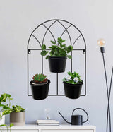 Black Arched 3 Pot Wall Planter 40x52cm