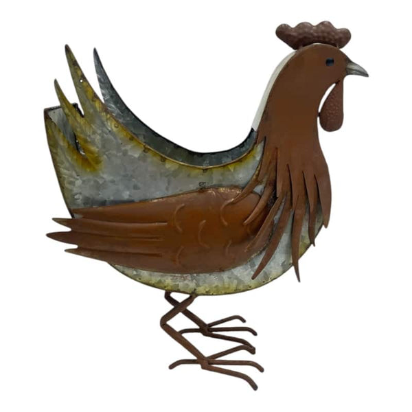 Distress Finish Chicken Planter / Storage Holder 33cm