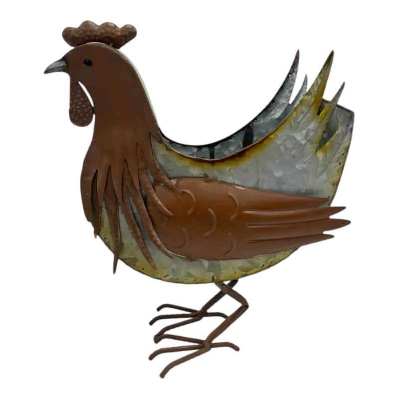 Distress Finish Chicken Planter / Storage Holder 33cm