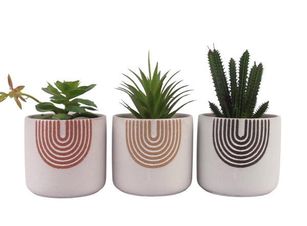 Set 3 Rainbow Ceramic Pot Planter 15cm