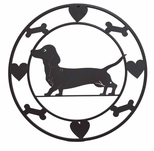 Round Dachshund Metal Wall Art 40cm