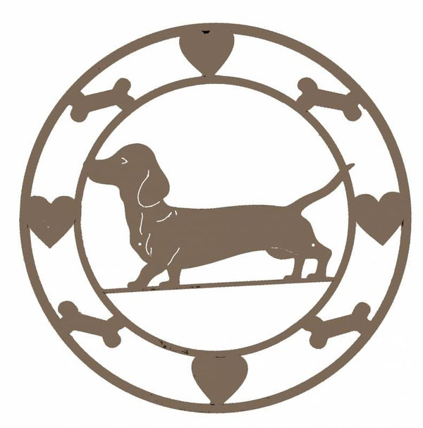 Round Dachshund Metal Wall Art 40cm