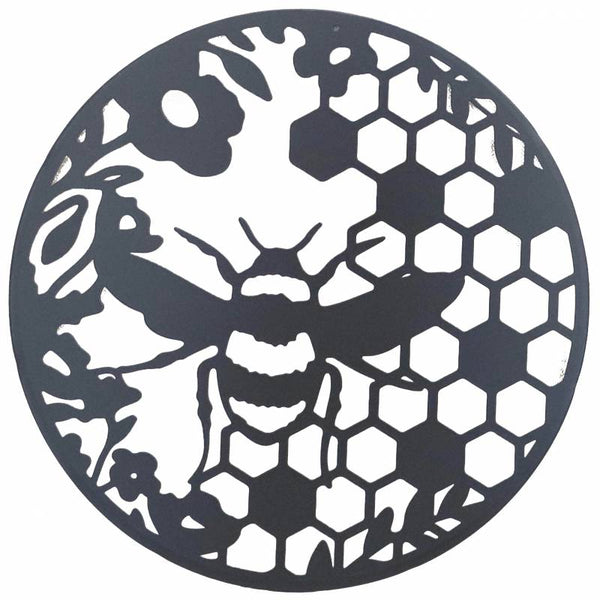 Round Bumble Bee Metal Wall Art 40cm