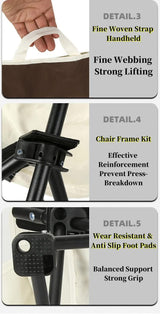 Black Outdoor Folding Camping Chair - Portable Lounge Chair, Lightweight Beach Chair, Fishing Stool, and Picnic Seat, Perfect for Outdoor Adventures