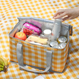 Picnic Lunch Bag | 2PCS | Yellow Insulated Checkered Design