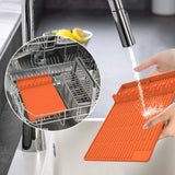 Orange Silicone BBQ Grilling Mat - Heat Resistant Side Rack Protector for Grills and Baking Trays