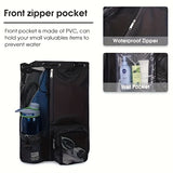 Light Grey Mesh Drawstring Swim Backpack with Wet Bag - Durable Beach Gym Bag for Wet Gear