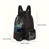 Yellow Mesh Drawstring Swim Backpack with Wet Bag - Durable Beach Gym Bag for Wet Gear