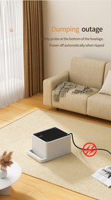 White Mini Table Heater - with tip-over and overheating protection, suitable for office and home