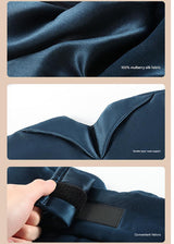 Blue Luxury 19 Momme Mulberry Silk Sleep Mask - Total Blackout Comfort, Wide Design & Adjustable Strap