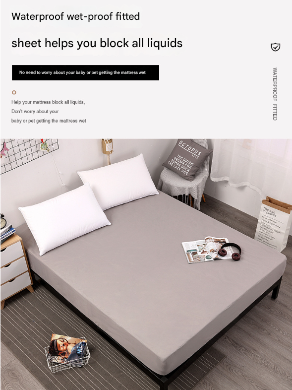 Dark Grey Queen Size Waterproof Fitted Mattress Protector - Soft & Breathable Bed Cover, Hypoallergenic, Deep Pocket (152x190x30cm)