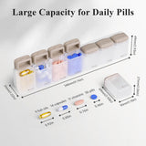 Transparent + Multicolor Cover Weekly Pill Organizer 1-Time-a-Day - Large Capacity Magnetic Closure Pill Box (246 x 49 x 23 mm)
