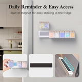 Transparent + Multicolor Cover Weekly Pill Organizer 1-Time-a-Day - Large Capacity Magnetic Closure Pill Box (246 x 49 x 23 mm)