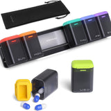 Black + Multicolor Cover Weekly Pill Organizer 1-Time-a-Day - Large Capacity Magnetic Closure Pill Box (246 x 49 x 23 mm)
