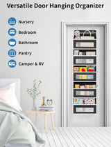 Grey Heavy Duty 5-Tier Over-The-Door Hanging Organizer - Space-Saving Storage with Clear Windows & Mesh Pockets