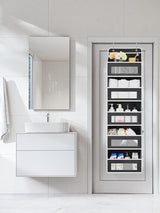 Grey Heavy Duty 5-Tier Over-The-Door Hanging Organizer - Space-Saving Storage with Clear Windows & Mesh Pockets