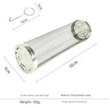 2 Pcs Size L Silver Rolling Stainless Steel BBQ Grill Basket - Cylindrical Grilling Cage for Veggies, Meats & More (304 Food-Grade)