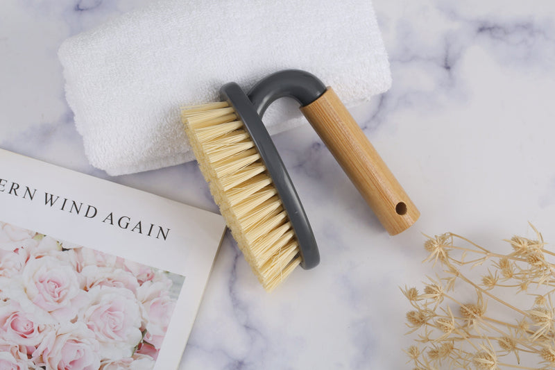 Eco Bamboo Handle Iron Household Scrubber Brush