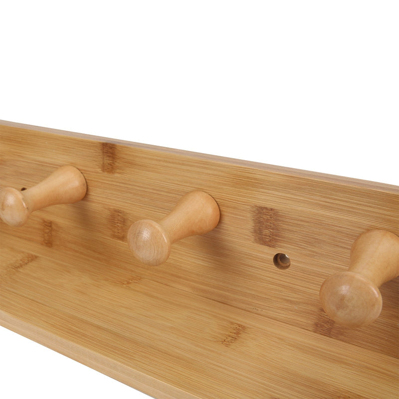 Bamboo Wall Hooks and Shelf