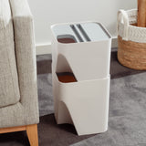2 Pcs 12L+18L Stackable Plastic Kitchen Trash Bin Household Classification Storage Box