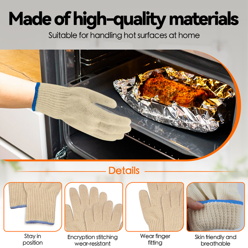 Oven Mitt BBQ Grill Gloves | 1 Pair 5 Finger Gloves