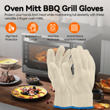 Oven Mitt BBQ Grill Gloves | 2 Pairs 5 Finger Gloves