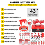 Lockout Tagout Kits - Electrical Loto Kit for Electrical Risk Removal - 42 PCS