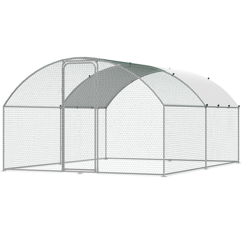 VEVOR Large Metal Chicken Coop, 9.8x12.9x6.5 ft Walk in Chicken Run for Yard with Waterproof Cover, Doom Roof Hen House with Security Lock for Outdoor and Backyard, Farm, Duck Rabbit Cage Poultry Pen