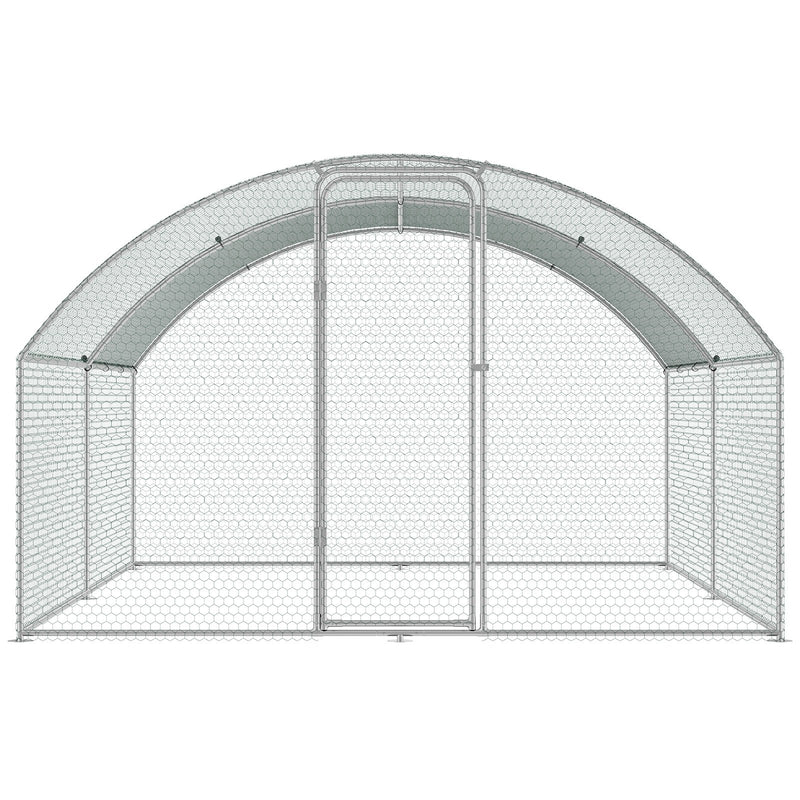 VEVOR Large Metal Chicken Coop, 9.8x12.9x6.5 ft Walk in Chicken Run for Yard with Waterproof Cover, Doom Roof Hen House with Security Lock for Outdoor and Backyard, Farm, Duck Rabbit Cage Poultry Pen